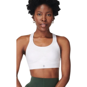 36. SWEATY Betty POWER Medium Support White Sports Bra Size LARGE up to C